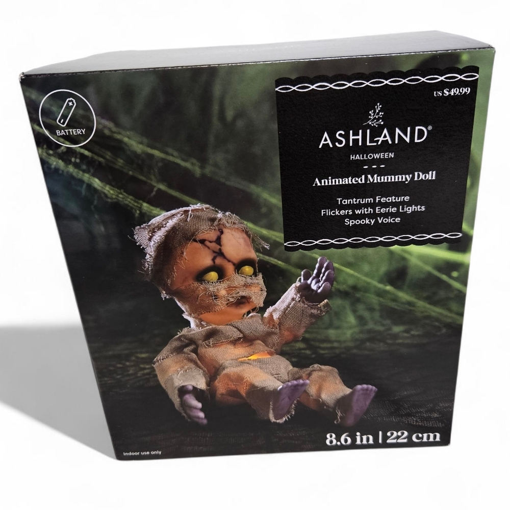 NEW Ashland animated creepy mummy light up baby doll tantrum mode with voice